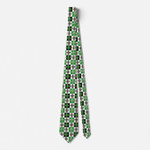 Groen Zwart Wit Geruit Fleur-de-lis Design Stropdas (Voorkant)