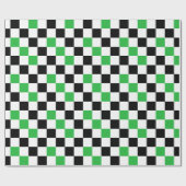 Groen Zwart Wit Geruit Patroonontwerp Cadeaupapier (Vlak)