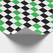Groen Zwart Wit Geruit Patroonontwerp Cadeaupapier (Hoek)