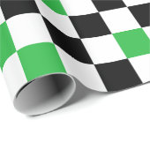 Groen Zwart Wit Geruit Patroonontwerp Cadeaupapier (Rol Hoek)