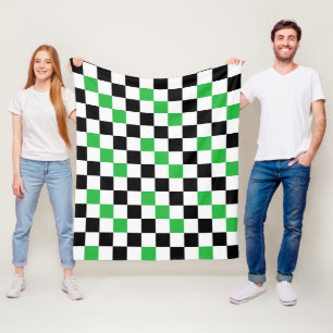 Groen Zwart Wit Geruit Patroonontwerp  Fleece Deken