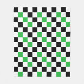 Groen Zwart Wit Geruit Patroonontwerp Fleece Deken (Voorkant)