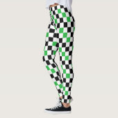 Groen Zwart Wit Geruit Patroonontwerp Leggings (Links)
