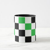 Groen Zwart Wit Geruit Patroonontwerp Mok (Midden)