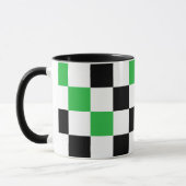 Groen Zwart Wit Geruit Patroonontwerp Mok (Links)