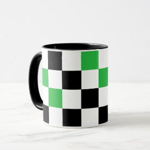 Groen Zwart Wit Geruit Patroonontwerp Mok
