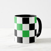 Groen Zwart Wit Geruit Patroonontwerp Mok (Voorkant rechts)