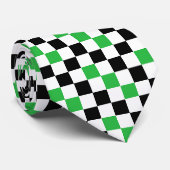 Groen Zwart Wit Geruit Patroonontwerp Stropdas (Opgerold)