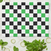 Groen Zwart Wit Geruit Patroonontwerp Theedoek (Gevouwen)