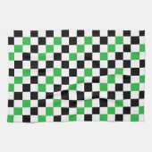 Groen Zwart Wit Geruit Patroonontwerp Theedoek (Horizontaal)