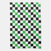 Groen Zwart Wit Geruit Patroonontwerp Theedoek (Verticaal)