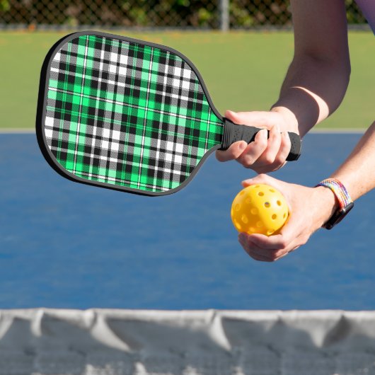 Groen Zwart Wit Geruit Schotse Ruit Patroon Ontwer Pickleball Paddle (Insitu)