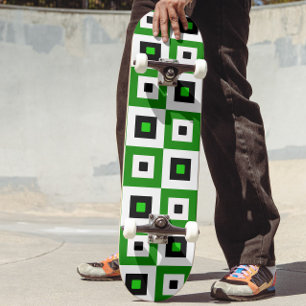 Groen Zwart Wit Geruit Vierkantjes Patroon Persoonlijk Skateboard
