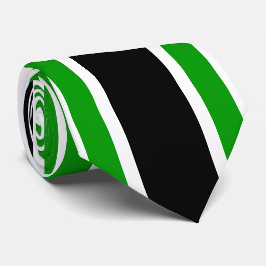 Groen Zwart-wit Gestreept Stropdas (Opgerold)