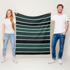 Groen, Zwart & Wit Gestreepte Fleece Deken