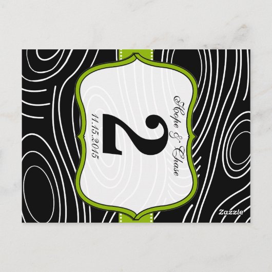 Groen zwart wit, gestyliseerd houtlijstnummer briefkaart (Achterkant)