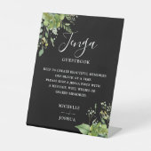 Groen Zwart-wit Jenga bruiloft gastenboek Reclamebord Met Voetstuk (Voorkant)