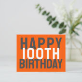 Groen Zwart Wit Modern Bold Happy 100th Birthday Briefkaart (Staand voorkant)