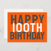 Groen Zwart Wit Modern Bold Happy 100th Birthday Briefkaart (Voorkant / Achterkant)