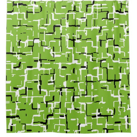 Groen zwart wit modern patroon douchegordijn (Voorkant)