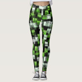 Groen zwart wit modern patroon leggings (Voorkant)