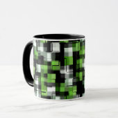 Groen zwart wit modern patroon mok (Voorkant links)