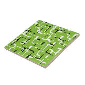 Groen zwart wit modern patroon tegeltje (Zijkant)