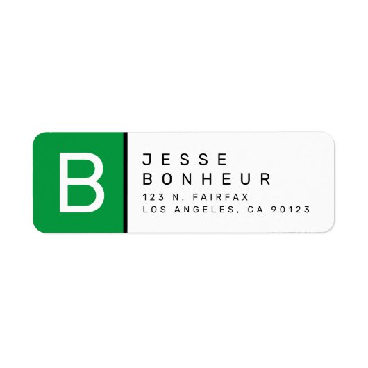 Groen Zwart & Wit | Modern retouradres-label Etiket (Voorkant)