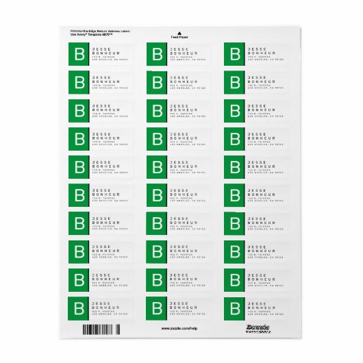 Groen Zwart & Wit | Modern retouradres-label Etiket (Full Sheet)