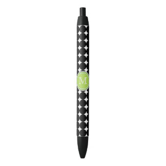 Groen zwart-wit monogram Inktpen Zwarte Inkt Pen