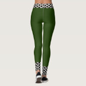 Groen zwart-wit pokkenbroek trendy design leggings (Achterkant)