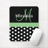 Groen Zwart Wit Polka Dot Monogram Muismat (Met muis)