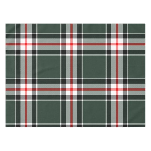 Groen, Zwart, Wit, Rood Tartan Plaid Patroon Tafelkleed (Voorkant (Horizontaal))