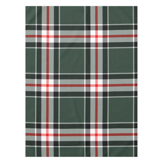 Groen, Zwart, Wit, Rood Tartan Plaid Patroon Tafelkleed (Voorkant)