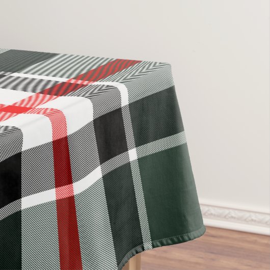 Groen, Zwart, Wit, Rood Tartan Plaid Patroon Tafelkleed (Voorbeeld)
