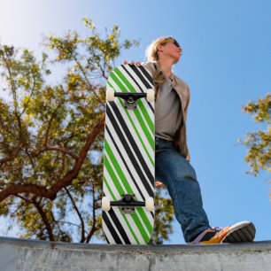 Groen Zwart Wit Strepen Patroon Ontwerp Persoonlijk Skateboard