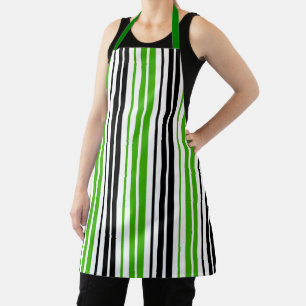 Groen Zwart Wit Strepen Patroon Ontwerp Schort