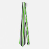 Groen Zwart Wit Strepen Patroon Ontwerp Stropdas (Voorkant)