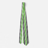 Groen Zwart Wit Strepen Patroon Ontwerp Stropdas (Achterkant)