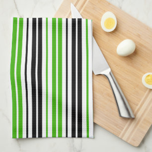 Groen Zwart Wit Strepen Patroon Ontwerp  Theedoek