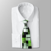 Groen Zwart Wit Trendy Modern Pixel Patroon Stropdas (Gebonden)