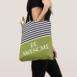 Groen zwart wit voeg eigen tekst aan maat toe tote bag