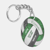 Groen zwart-witsportvolleybal sleutelhanger (Voorkant Links)