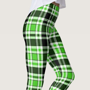 Groen Zwart Witte Flanelen Tartan Patroon Ontwerp Leggings