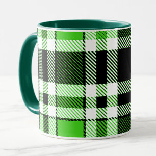 Groen Zwart Witte Flanelen Tartan Patroon Ontwerp Mok