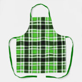 Groen Zwart Witte Flanelen Tartan Patroon Ontwerp Schort (Voorkant)
