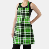 Groen Zwart Witte Flanelen Tartan Patroon Ontwerp Schort (Insitu)