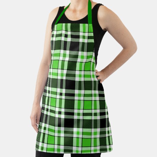 Groen Zwart Witte Flanelen Tartan Patroon Ontwerp Schort