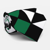 Groen Zwart Witte Geometrische Stropdas (Opgerold)