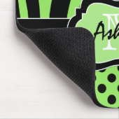 Groen, zwart, witte streep en Stippen Mousepad Muismat (Hoek)